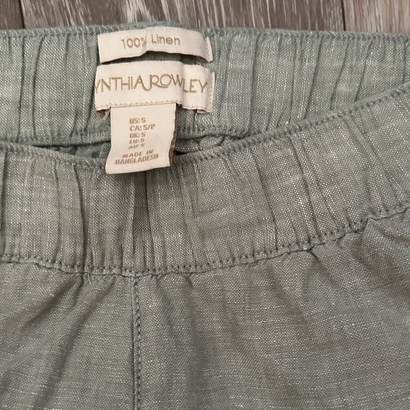 CYNTHIA ROWLEY | Light Green Wide Leg Linen Pants - Picture 3 of 13